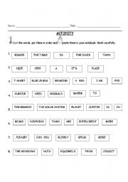 English Worksheet: Unscramble sentences