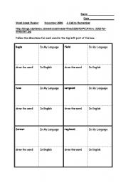 English Worksheet: Remembrance Day Vocabulary Building Using the West Coast Reader Newspaper