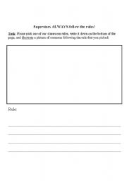 English Worksheet: Beginning of School Rules illustration