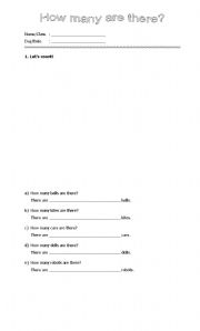 English worksheet: how many are there