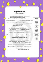 English Worksheet: Superstitious Song