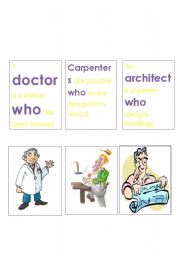 English Worksheet: Jobs and Relative clauses Memory Game 1. 