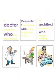 English worksheet: Jobs and Relative clauses Memory Game 1. 