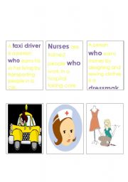 English Worksheet: Jobs and Relative Clauses Memory Game 2. 