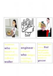 English Worksheet: Jobs and Relative Clauses Memory Game 3. 