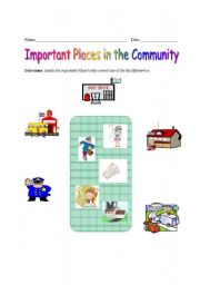 English worksheet: Important Places in the Communit