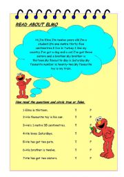 English Worksheet: true false reading