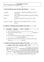 English Worksheet: Test about advertising