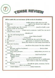 English Worksheet: TENSE REVIEW (III)