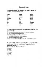 English Worksheet: Prepositions worksheet
