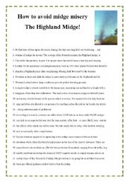English Worksheet: The Highland Midge! - Error correction