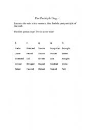 English Worksheet: Irregular past participle bingo
