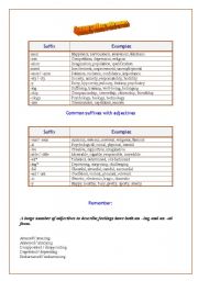 English Worksheet: Common suffixes with nouns, adjectives