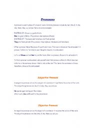 English worksheet: all about pronouns