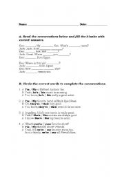 English worksheet: conversations