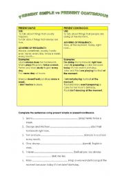 English Worksheet: present simple vs present continuous