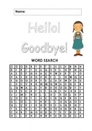 English worksheet: Hello, Goodbye worksheet