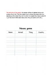 English Worksheet: Proper nouns game