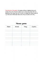 English worksheet: Proper nouns game