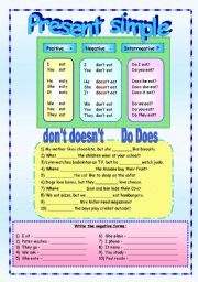 English Worksheet: Dont doesnt ; do, does
