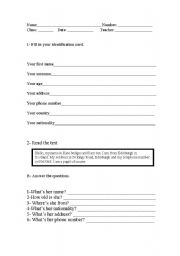 English Worksheet: identification 