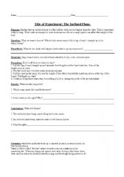 English worksheet: Inclined Plane experiment