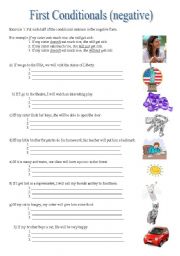 English Worksheet: First Conditionals (Negative)