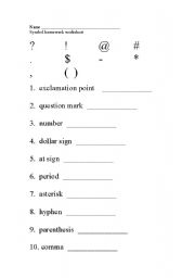 English worksheet: Symbols