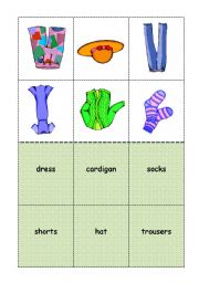 BINGO CLOTHES student cards 2/6