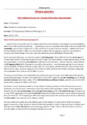 English Worksheet: Obama speech