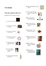 English Worksheet: TOO&ENOUGH