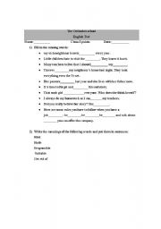 English Worksheet: vocabulary test