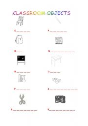 English worksheet: Classroom Objects