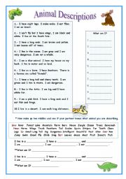 English Worksheet: Animal Describing 2