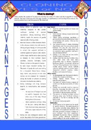 English Worksheet: Cloning: Yes or No?