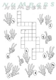 English Worksheet: Numbers Crossword Puzzle + key