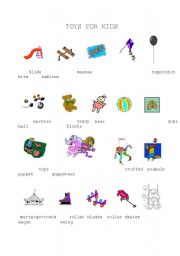 English worksheet: TOYS FOR KIDS
