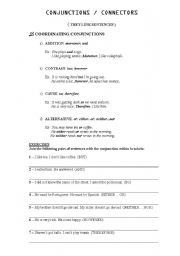 English Worksheet: conjunctions / connectors