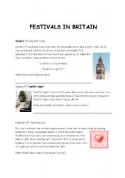 English Worksheet: British festivals