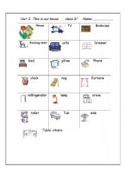 English worksheet: furniture