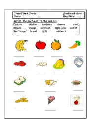 English worksheet: food