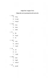 English worksheet: simple past irregular verbs