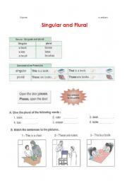 English worksheet: Singular and plural