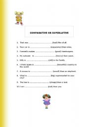 English worksheet: COMPARITIVE - SUPERLATIVE