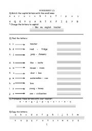 English worksheet: letters for weak students