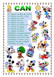 English Worksheet: VERB CAN 