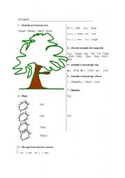 English worksheet: FRUIT AND COLORS