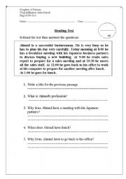 English Worksheet: Reading test (dialy routine)