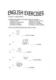 English worksheet: Demonstrative pronouns