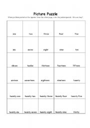 English Worksheet: Mystery picture puzzle #s 1-30